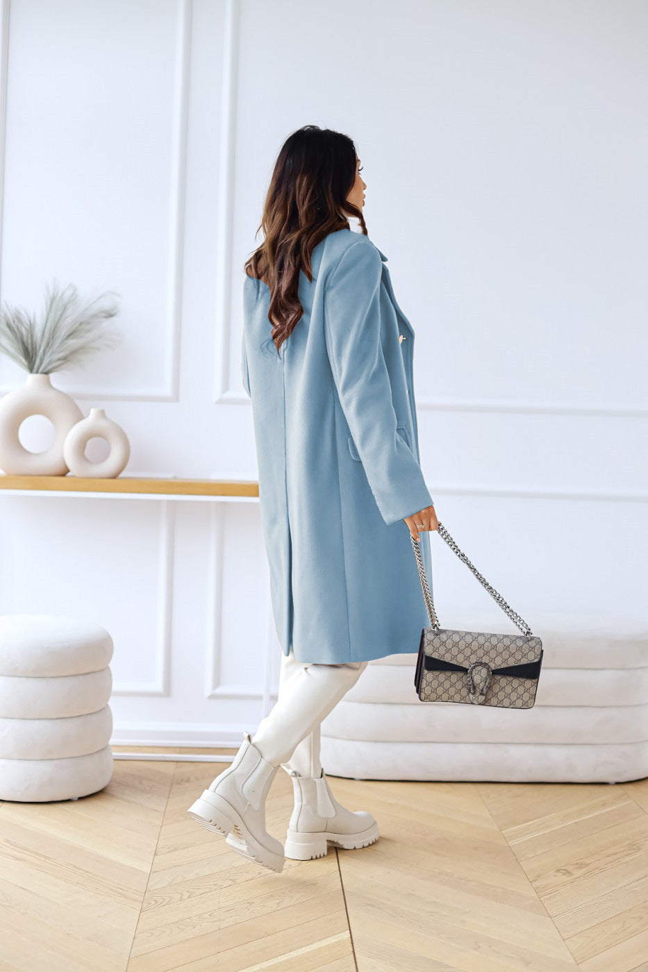 Women's Coat Double Breasted Button | Long