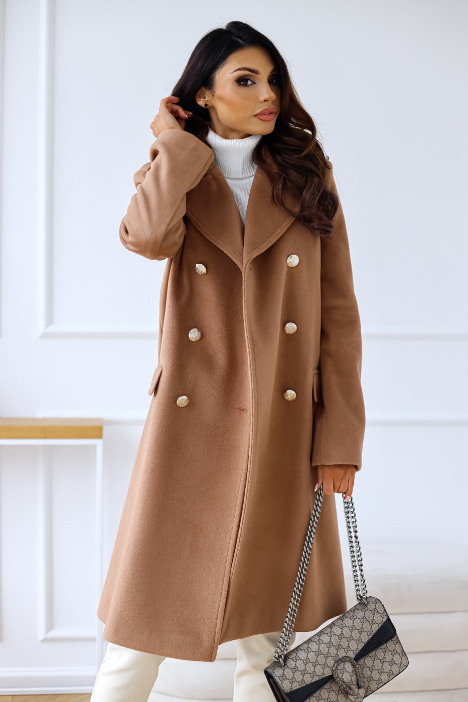 Women's Coat Double Breasted Button | Long