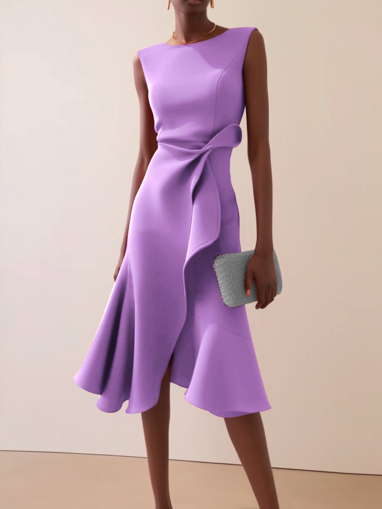 Women's Cocktail Dress Elegant Ruffle | Midi