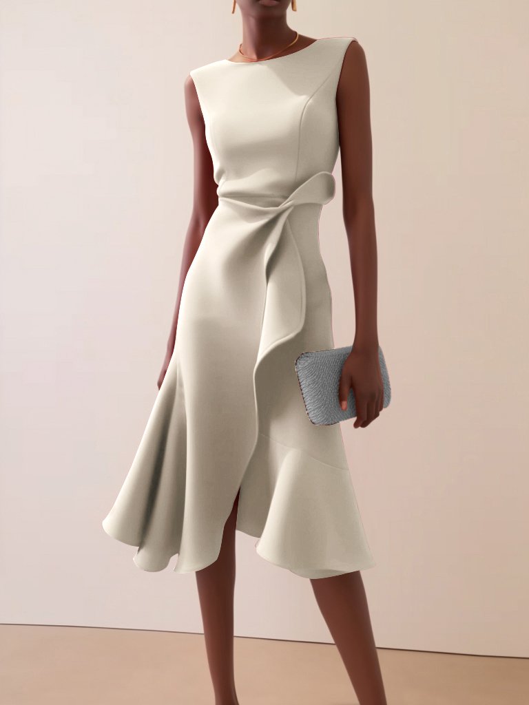 Women's Cocktail Dress Elegant Ruffle | Midi