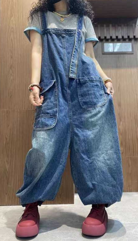 Women's Dungarees Casual Wide Leg with Pockets | Jumpsuit