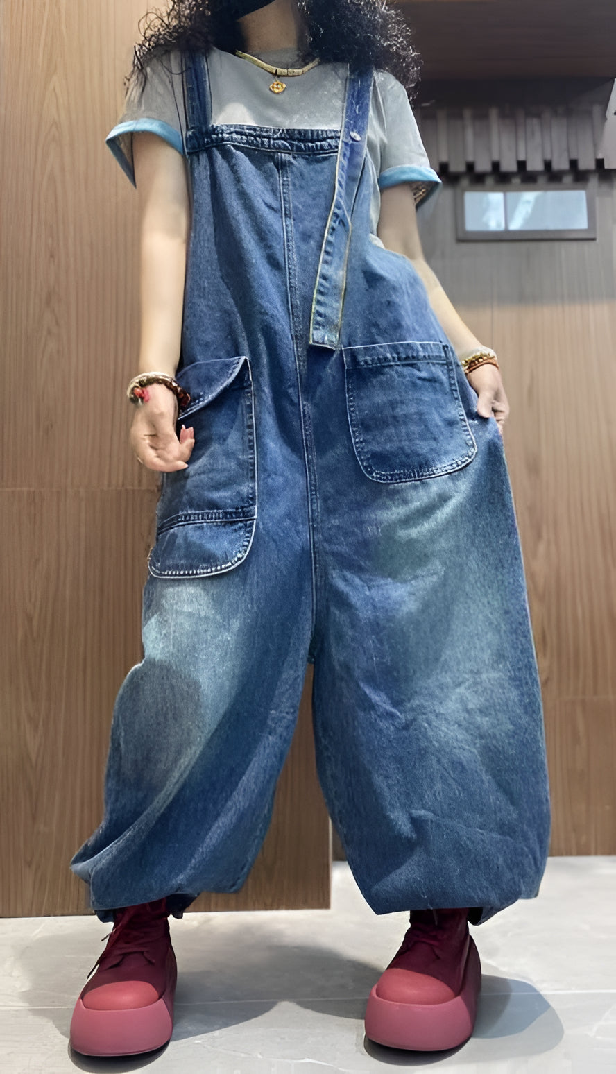 Women's Dungarees Casual Wide Leg with Pockets | Jumpsuit