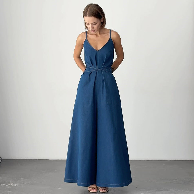 Women's Dungarees V-Neck Wide Leg | Party Wear