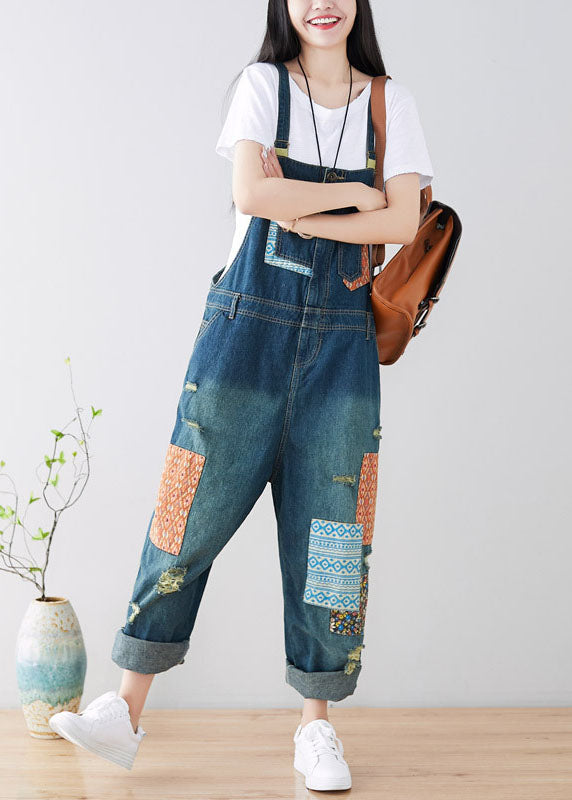 Women's Dungarees Wide Leg with Patch Work | Casual