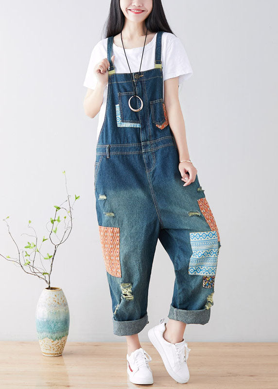 Women's Dungarees Wide Leg with Patch Work | Casual