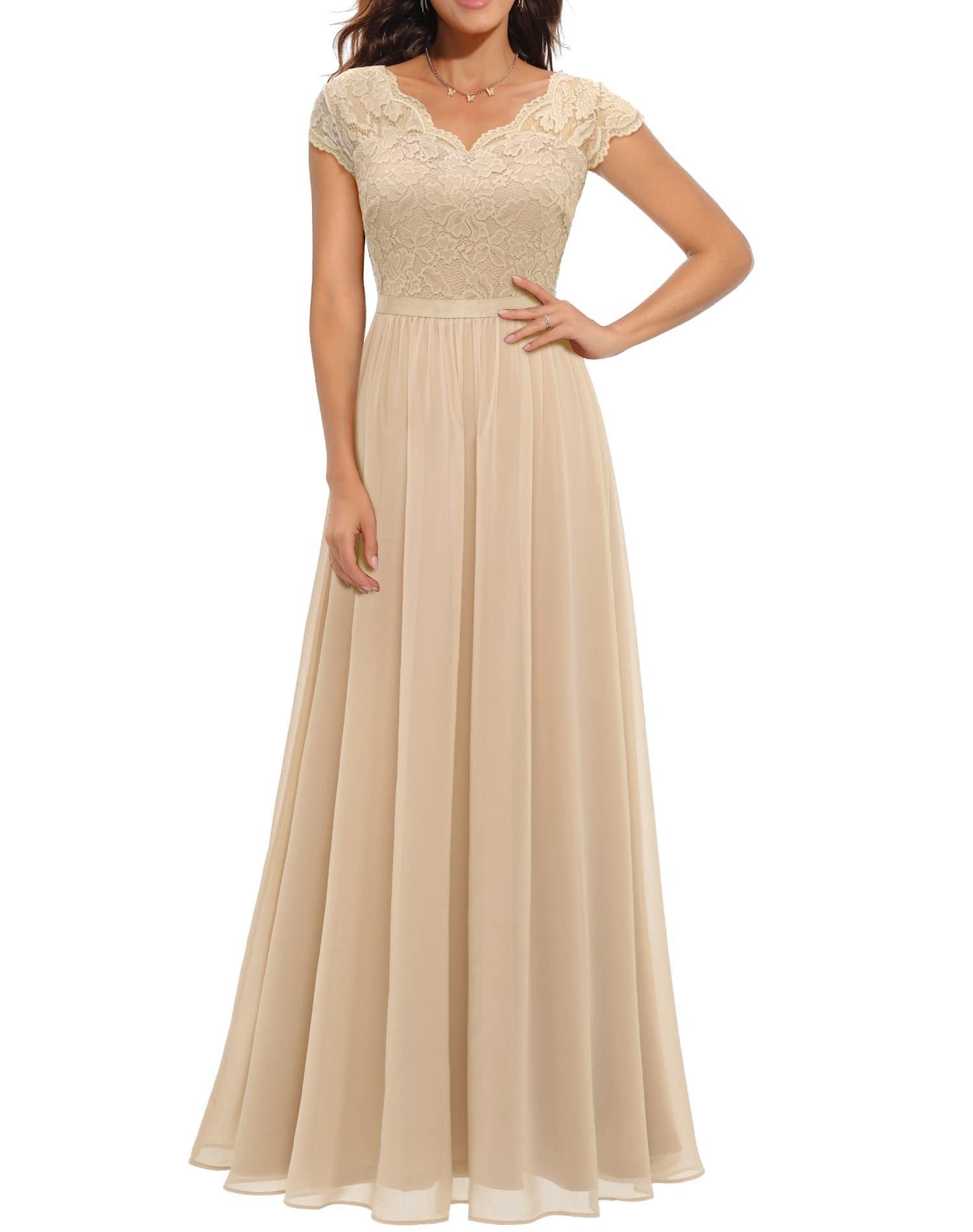 Women's Elegant Bridal Gown Dress With Lace Bodice | Wedding