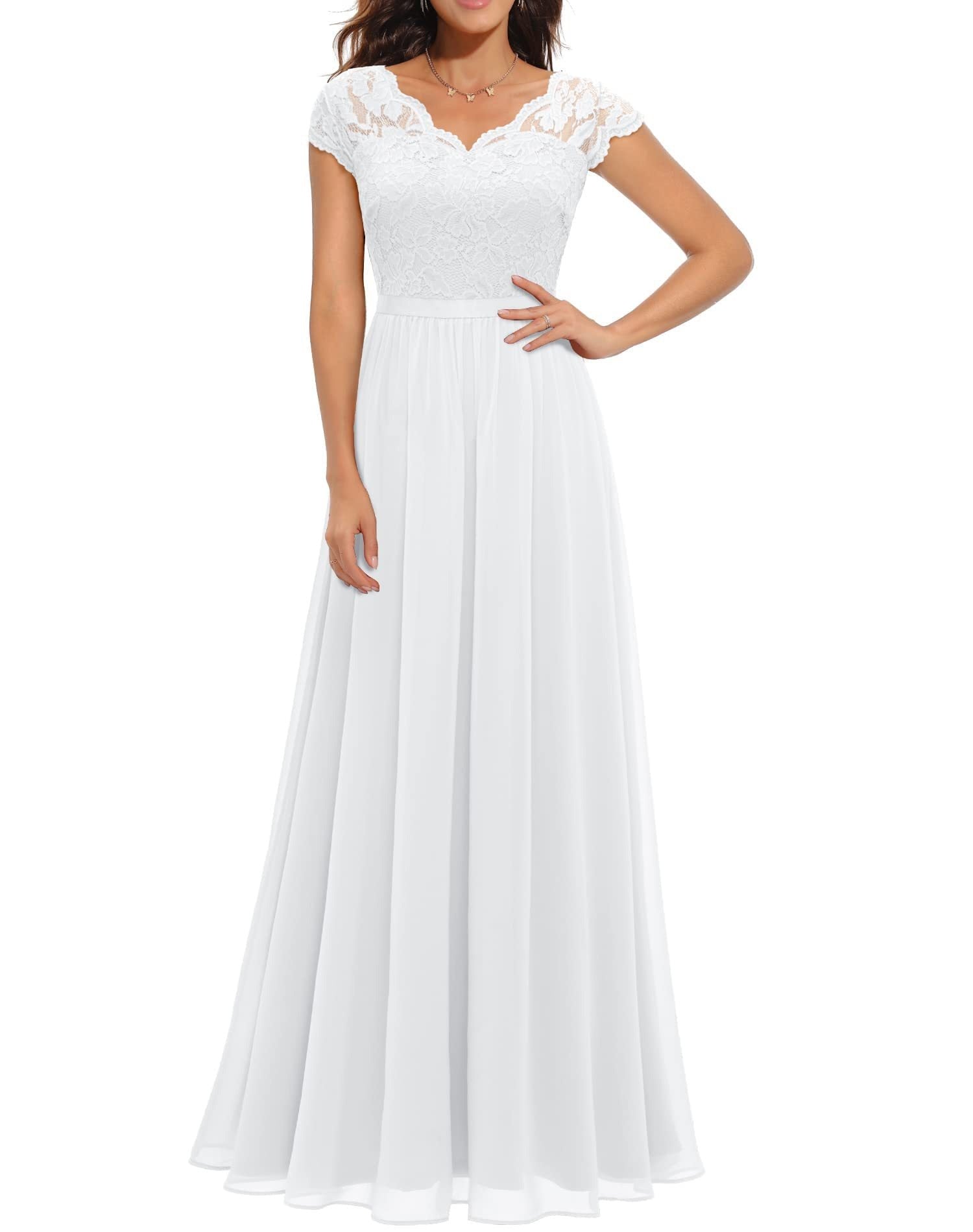 Women's Elegant Bridal Gown Dress With Lace Bodice | Wedding