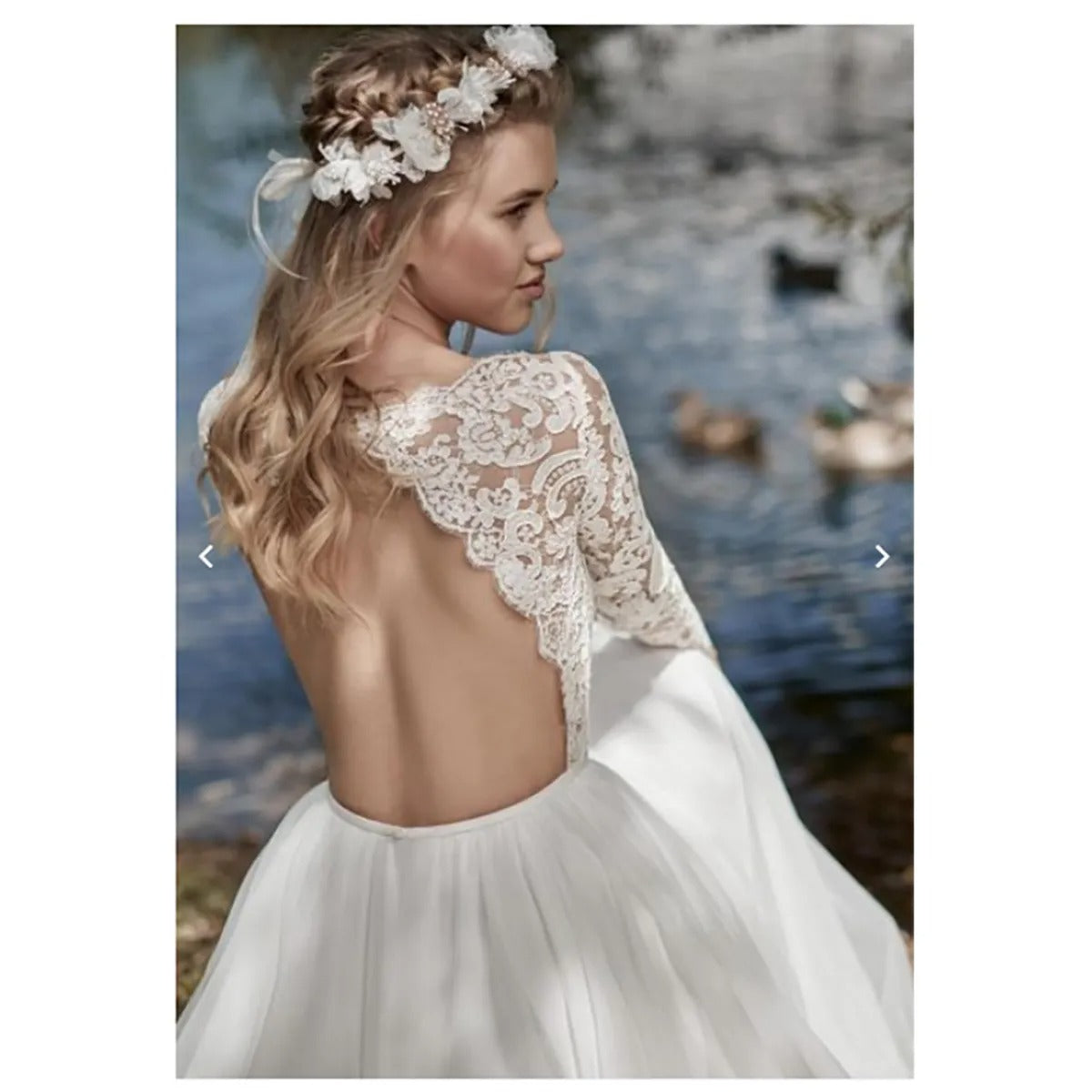 Women’s Elegant Bridal Gown Dress With Lace Top | Maxi