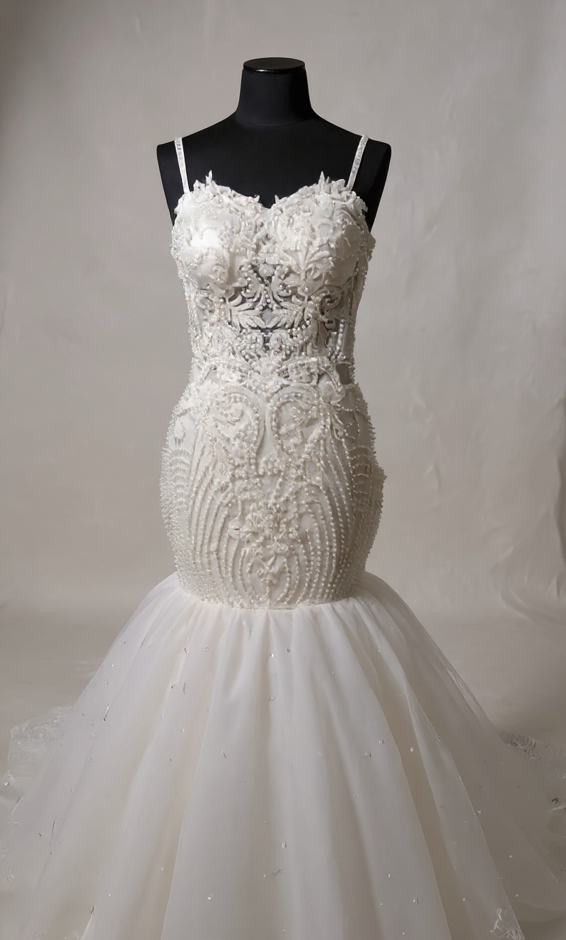 Women's Elegant Bridal Wedding Gown Dress Lace Mermaid Fit | Maxi