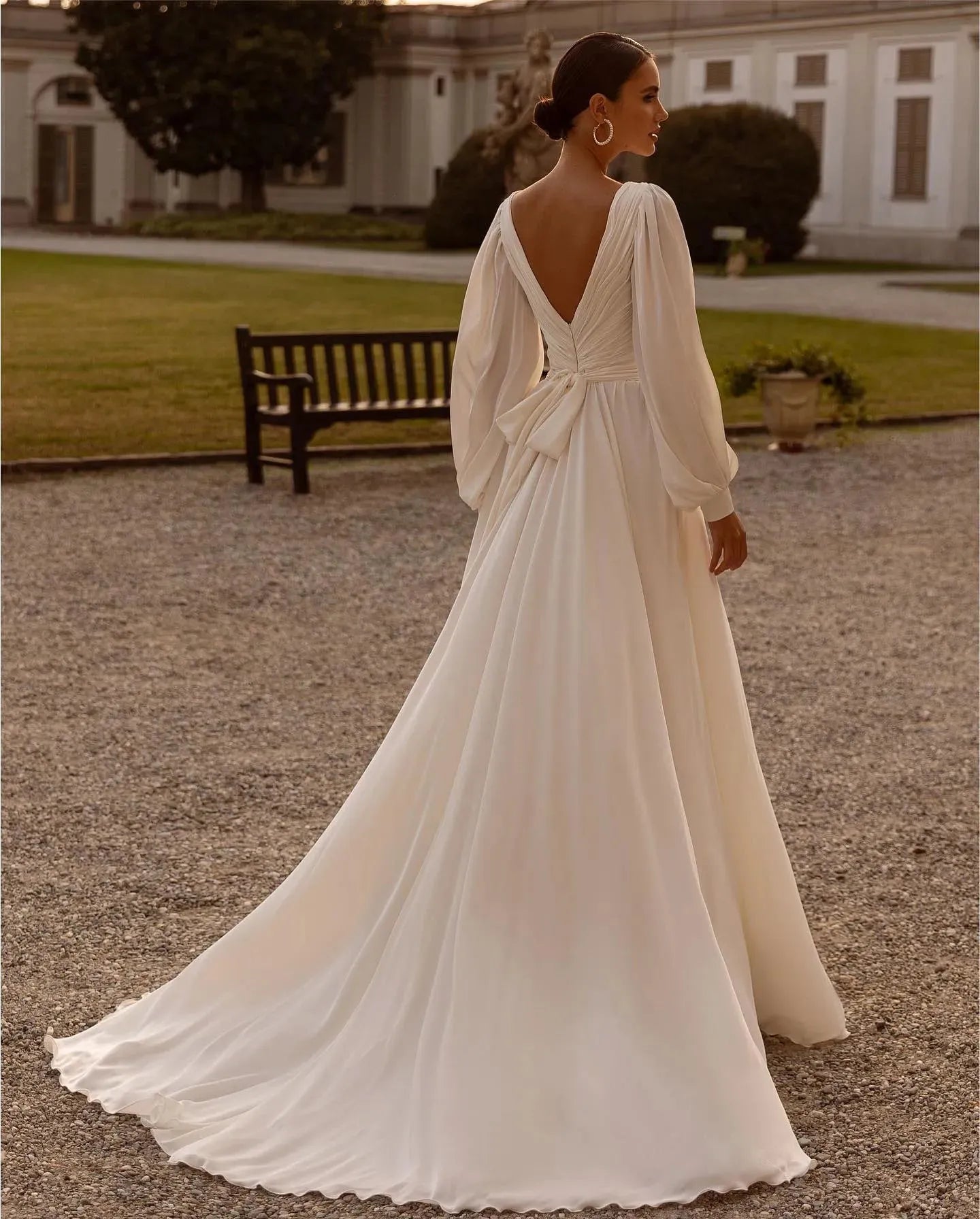 Women's Elegant Bridal Wedding Gown Dress Long Sleeve | Maxi