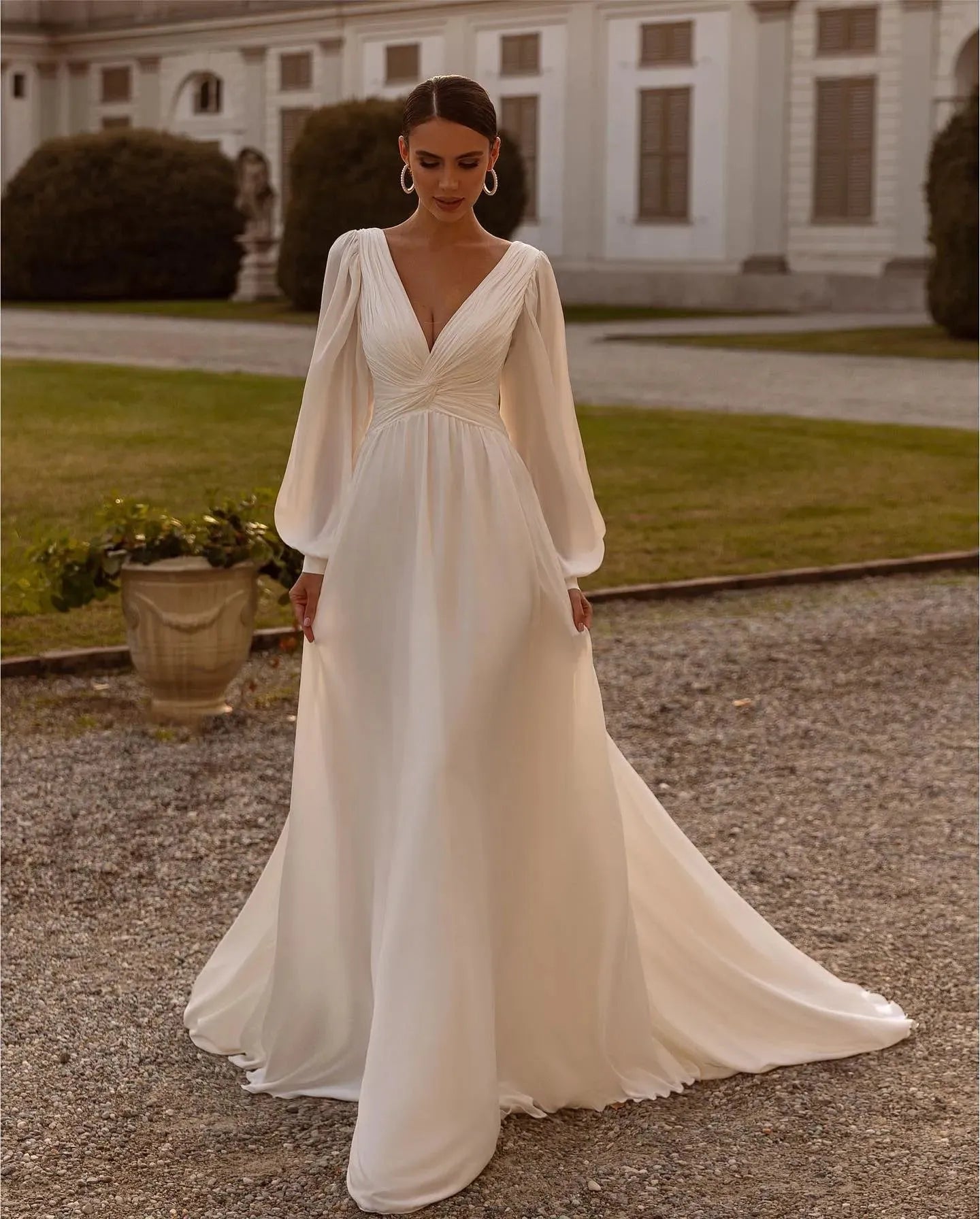 Women's Elegant Bridal Wedding Gown Dress Long Sleeve | Maxi
