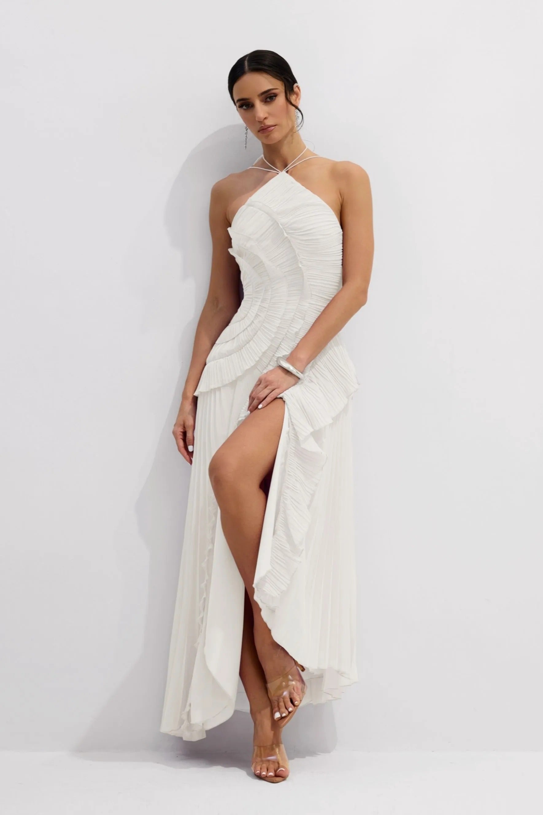 Women's Evening Dress Pleated Ruffle | Maxi