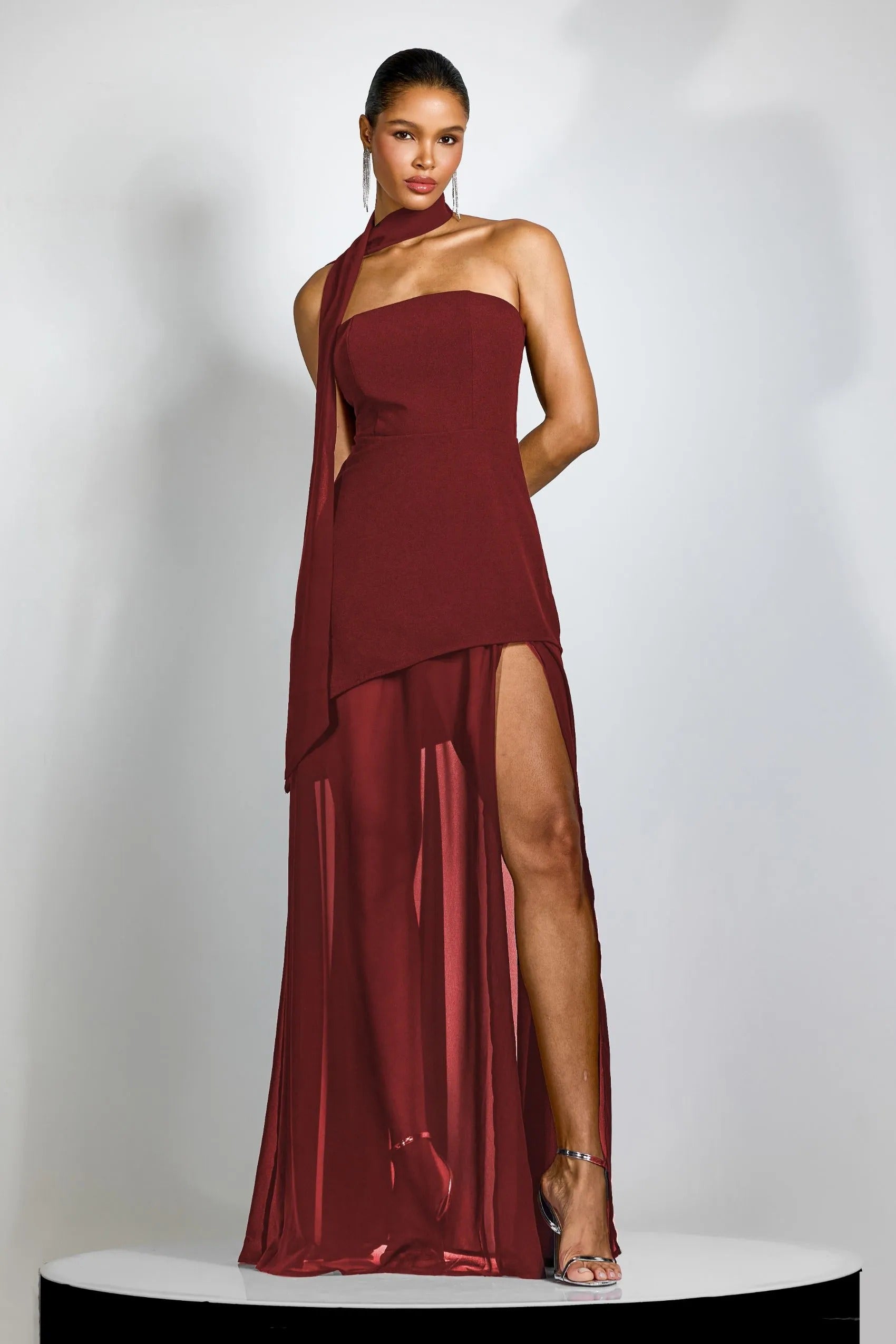 Women's Evening Dress Strapless Split Skirt | Maxi
