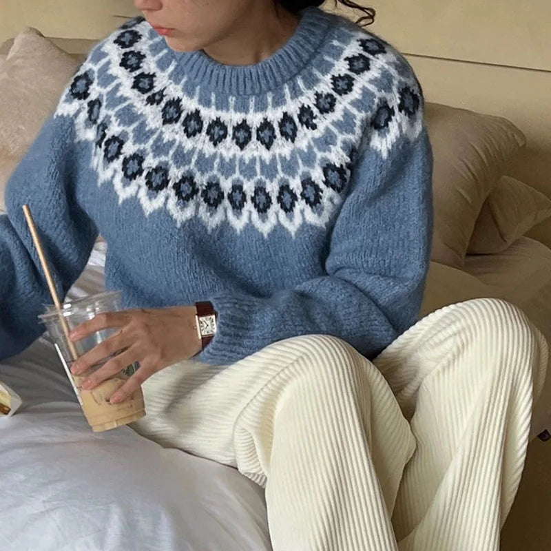 Women's Fair Isle Jumper Crew Neck | Nordic Pattern