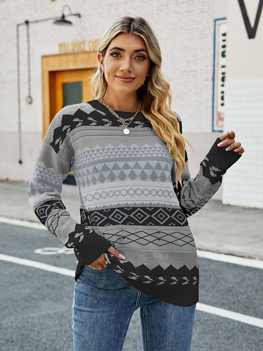 Women’s Fair Isle Jumper Long Sleeve | Winter Knit