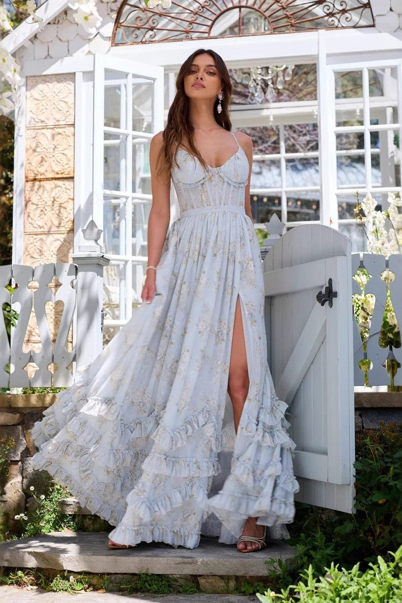 Women's Floral Ruffle Maxi Dress | Wedding Guest