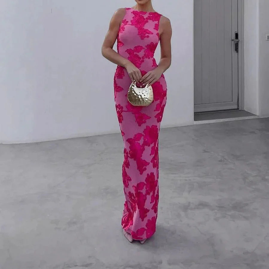 Women's Formal Dress Floral Sleeveless Maxi | Wedding Guest