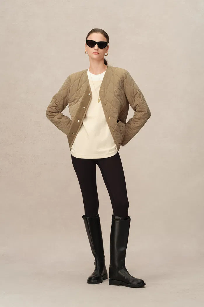 Women's Front Patch Pockets Quilted Jacket | Snap Closure