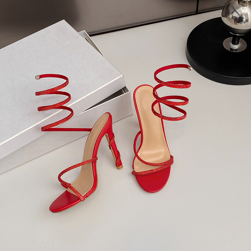 Women's Gold Heels Stiletto with Strap | Party
