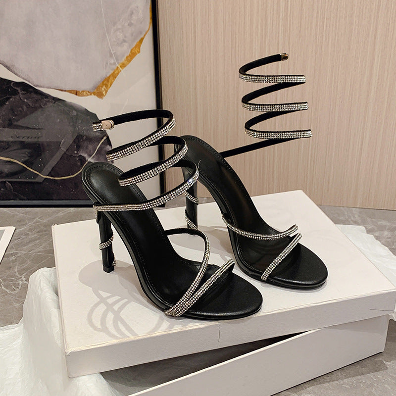 Women's Gold Heels Stiletto with Strap | Party