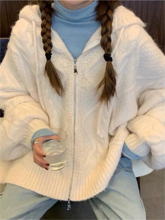 Women's Hooded Fleece Jacket Zip | Oversized