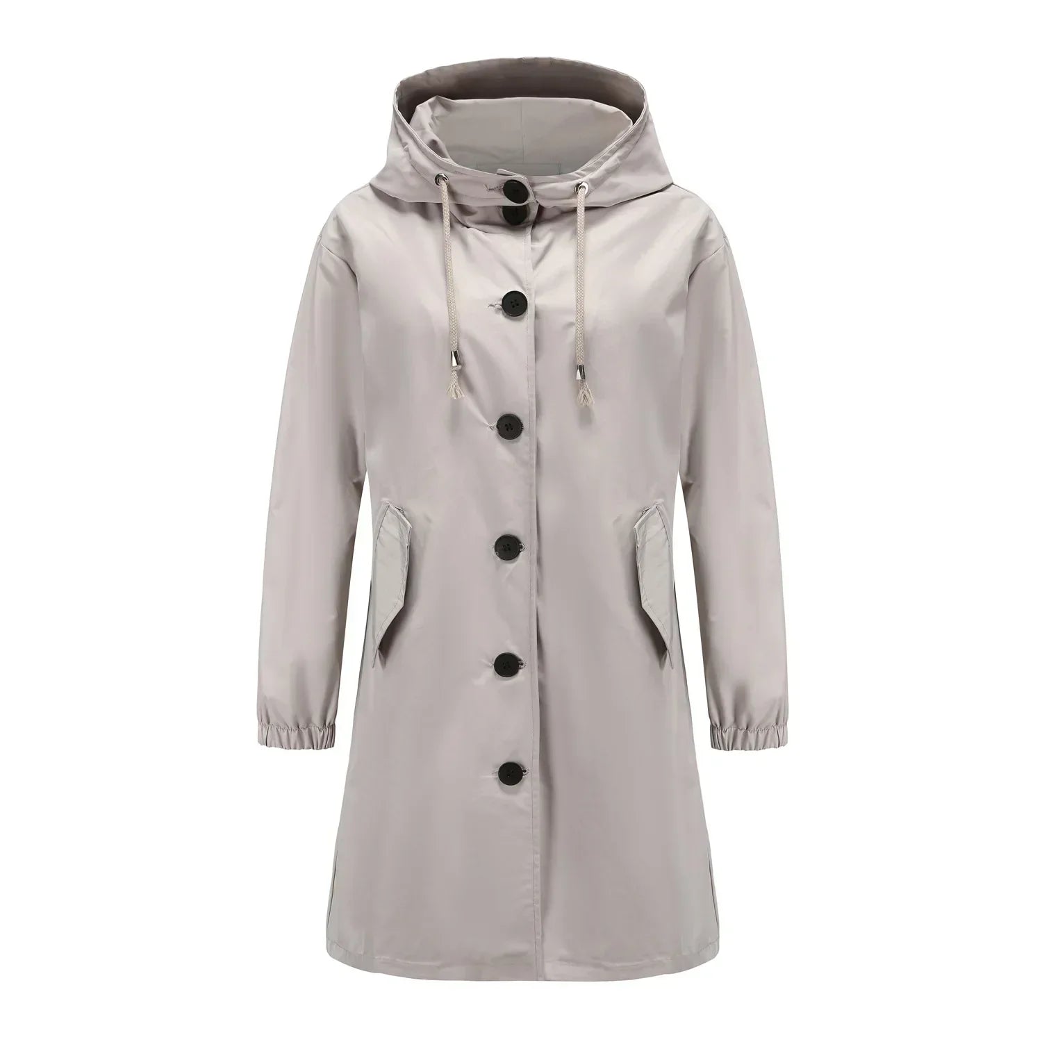 Women's Hooded Trench Coat Windbreaker Button | Beige