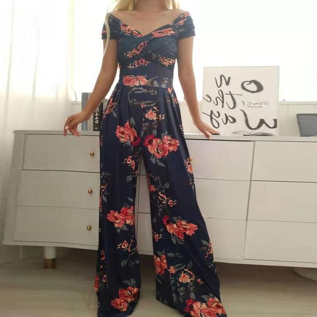 Women's Jumpsuits Off Shoulder Wide Leg | Print
