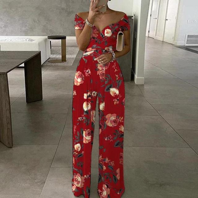 Women's Jumpsuits Off Shoulder Wide Leg | Print