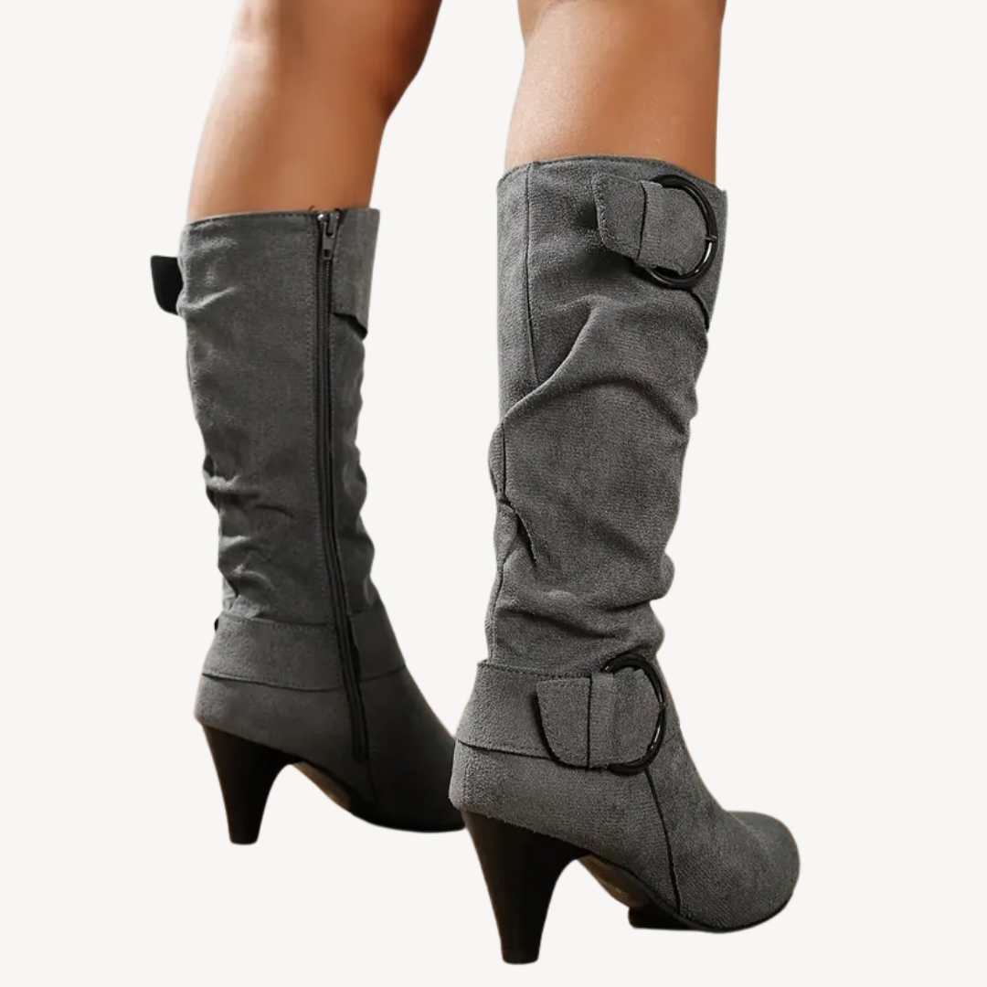 Women's Knee High Boots Heeled | Buckle Detail