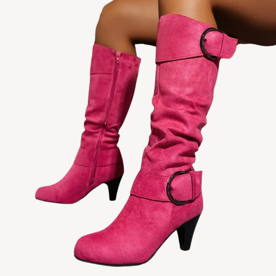 Women's Knee High Boots Heeled | Buckle Detail
