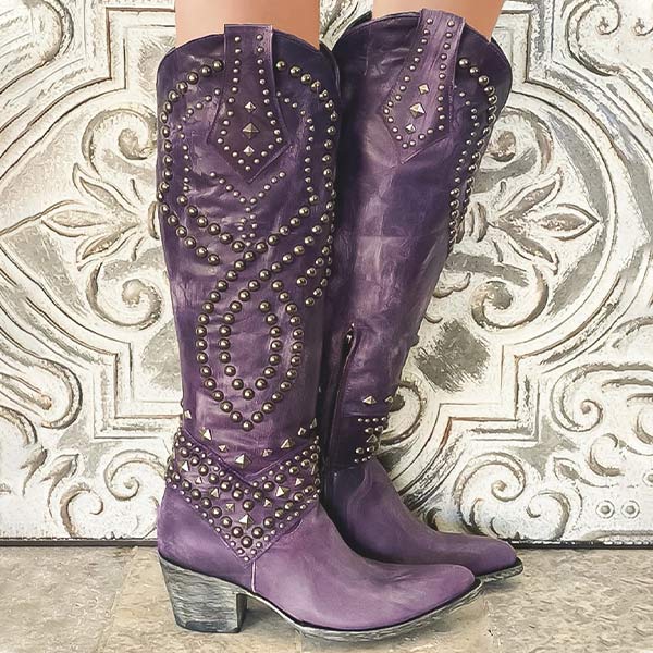 Women's Knee High Boots Studded | Cowgirl