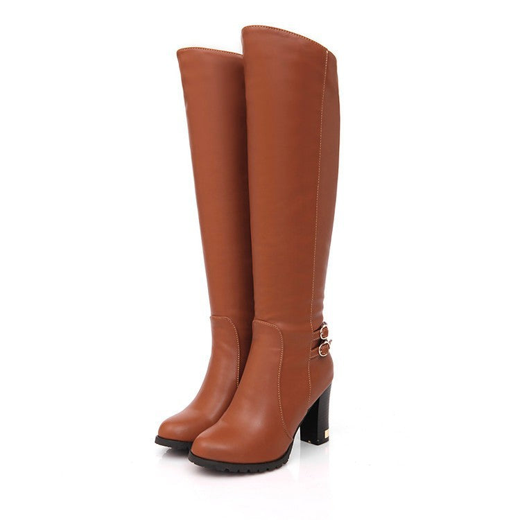 Women's Knee High Boots With Block Heel | Plush Lined