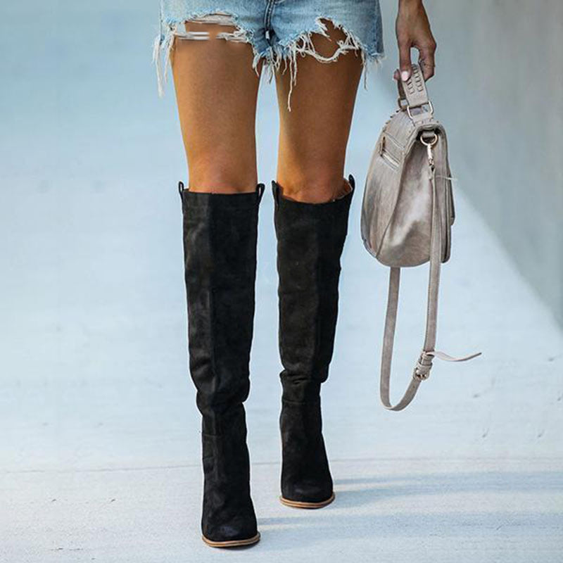 Women's Knee High Boots With Block Heel | Pointed Toe