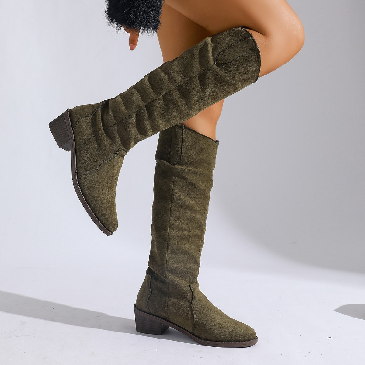 Women's Knee High Boots With Low Block Heel | Classic Style