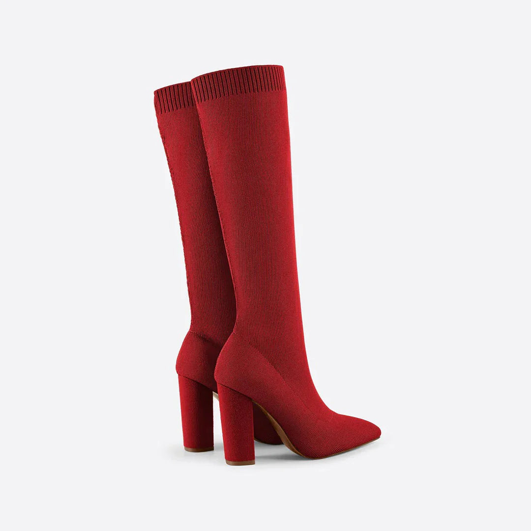 Women’s Knee High Sock Boots | Block Heel