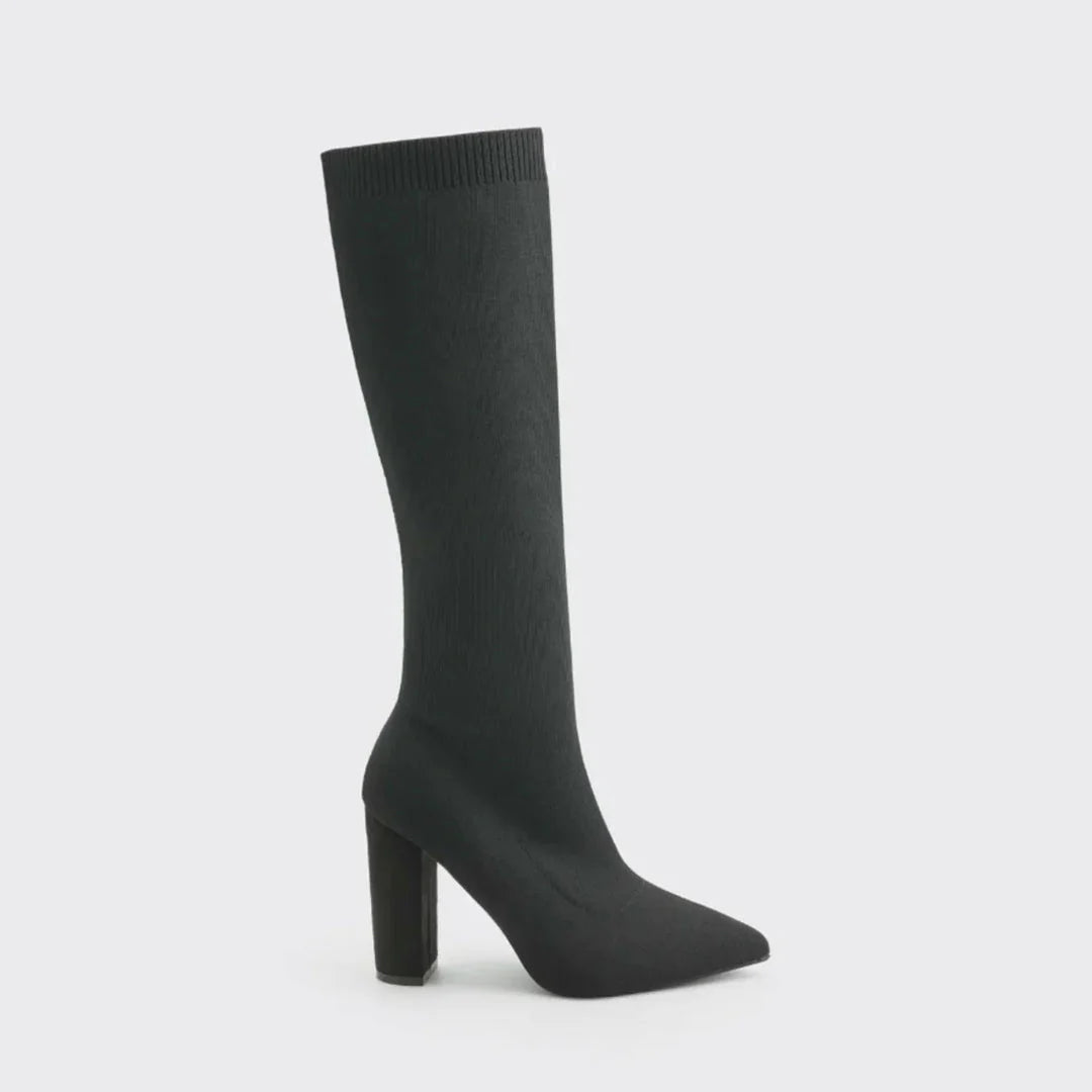 Women’s Knee High Sock Boots | Block Heel