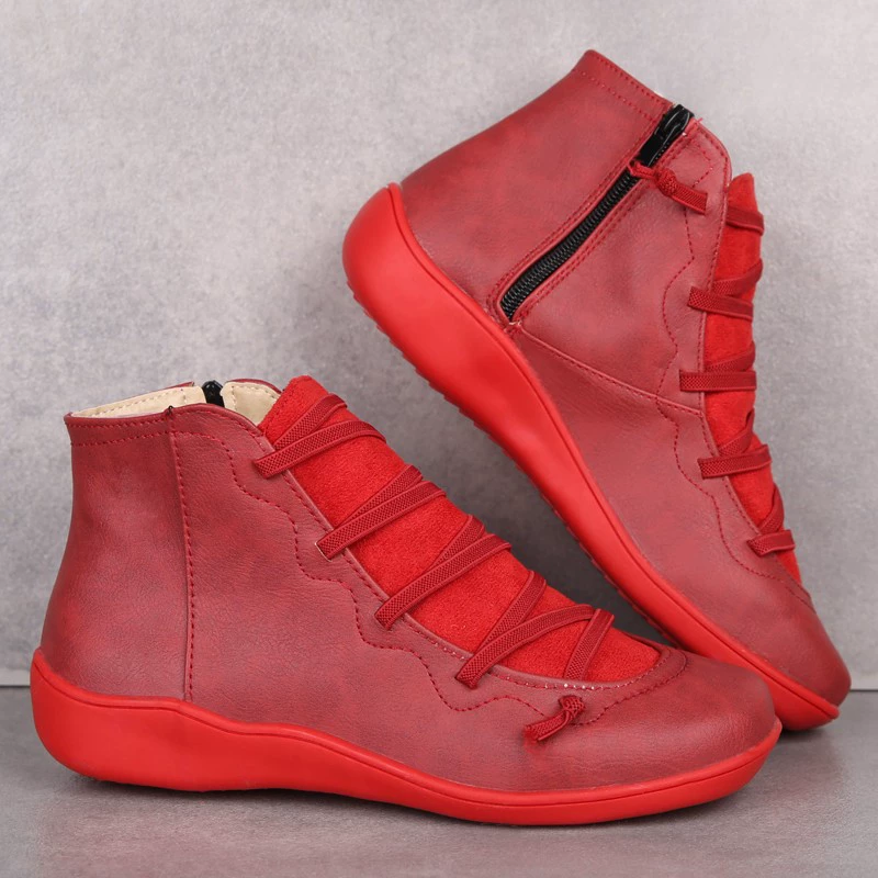 Women's Lace-Up Ankle Boots With Zip | Comfort
