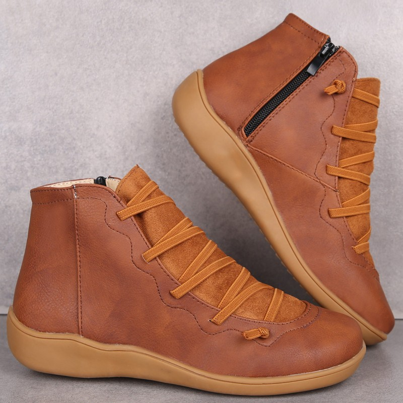 Women's Lace-Up Ankle Boots With Zip | Comfort