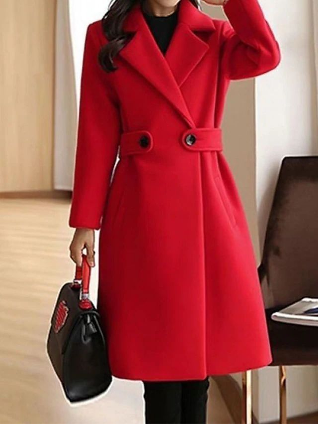 Women's Ladies Overcoat Belted Lapel | Tailored