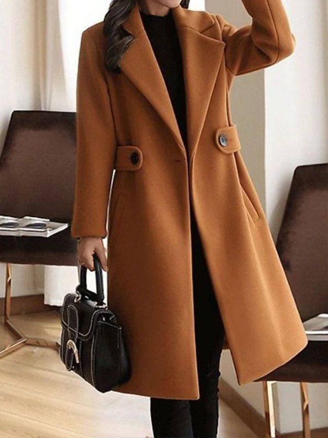 Women's Ladies Overcoat Belted Lapel | Tailored