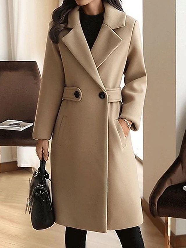 Women's Ladies Overcoat Belted Lapel | Tailored