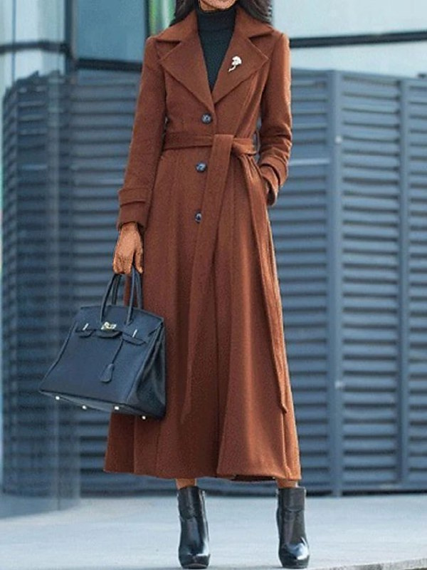 Women's Ladies Overcoat Double Breasted Belted | Trench