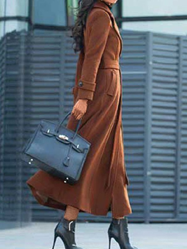 Women's Ladies Overcoat Double Breasted Belted | Trench