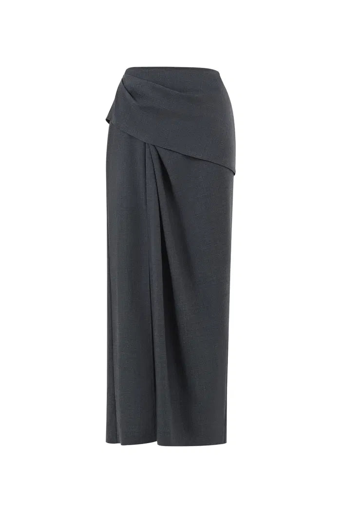 Women's Long Pleated Skirt With Front Slit | Elegant