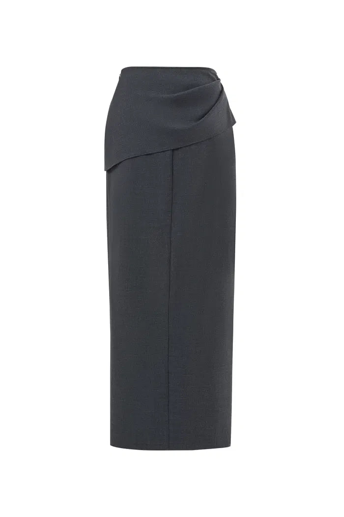 Women's Long Pleated Skirt With Front Slit | Elegant