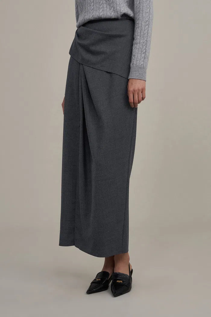 Women's Long Pleated Skirt With Front Slit | Elegant
