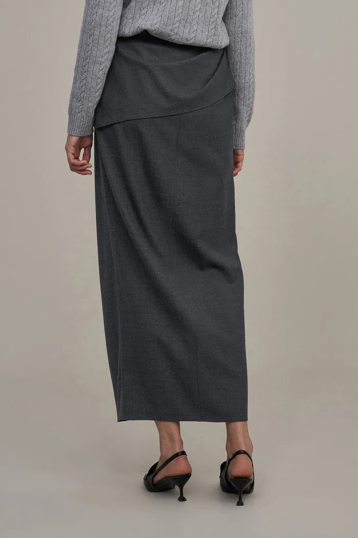 Women's Long Pleated Skirt With Front Slit | Elegant