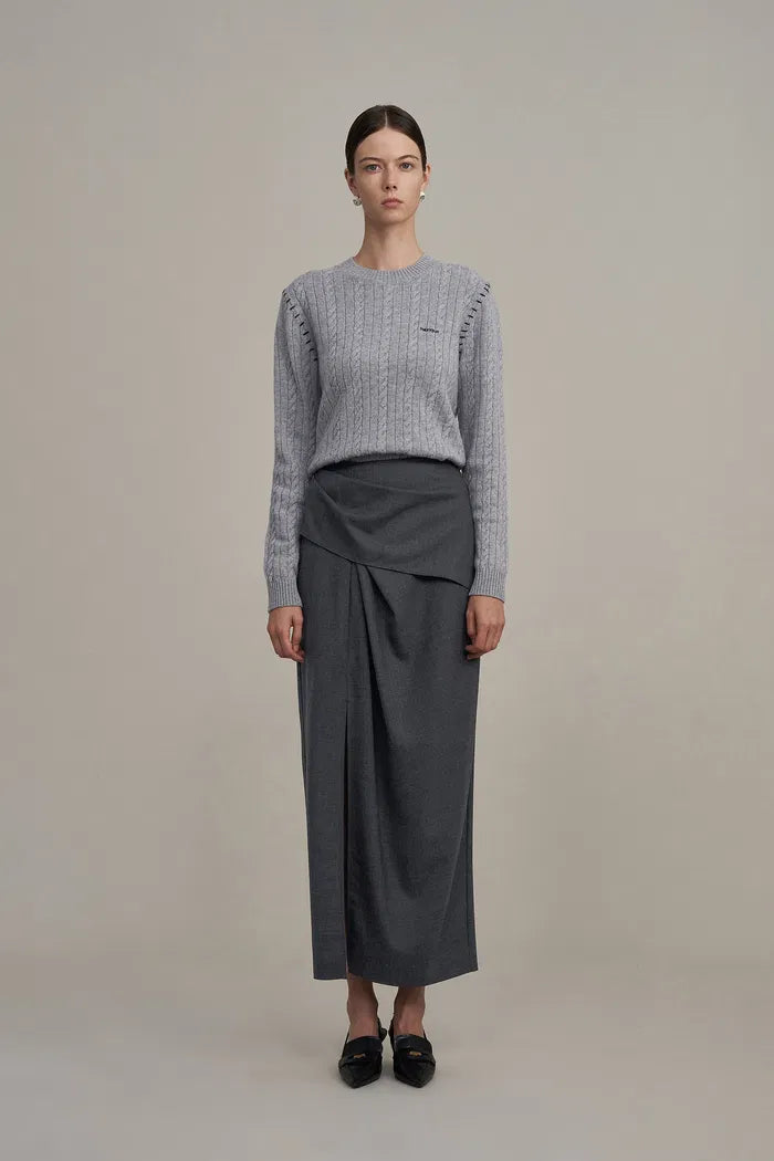 Women's Long Pleated Skirt With Front Slit | Elegant