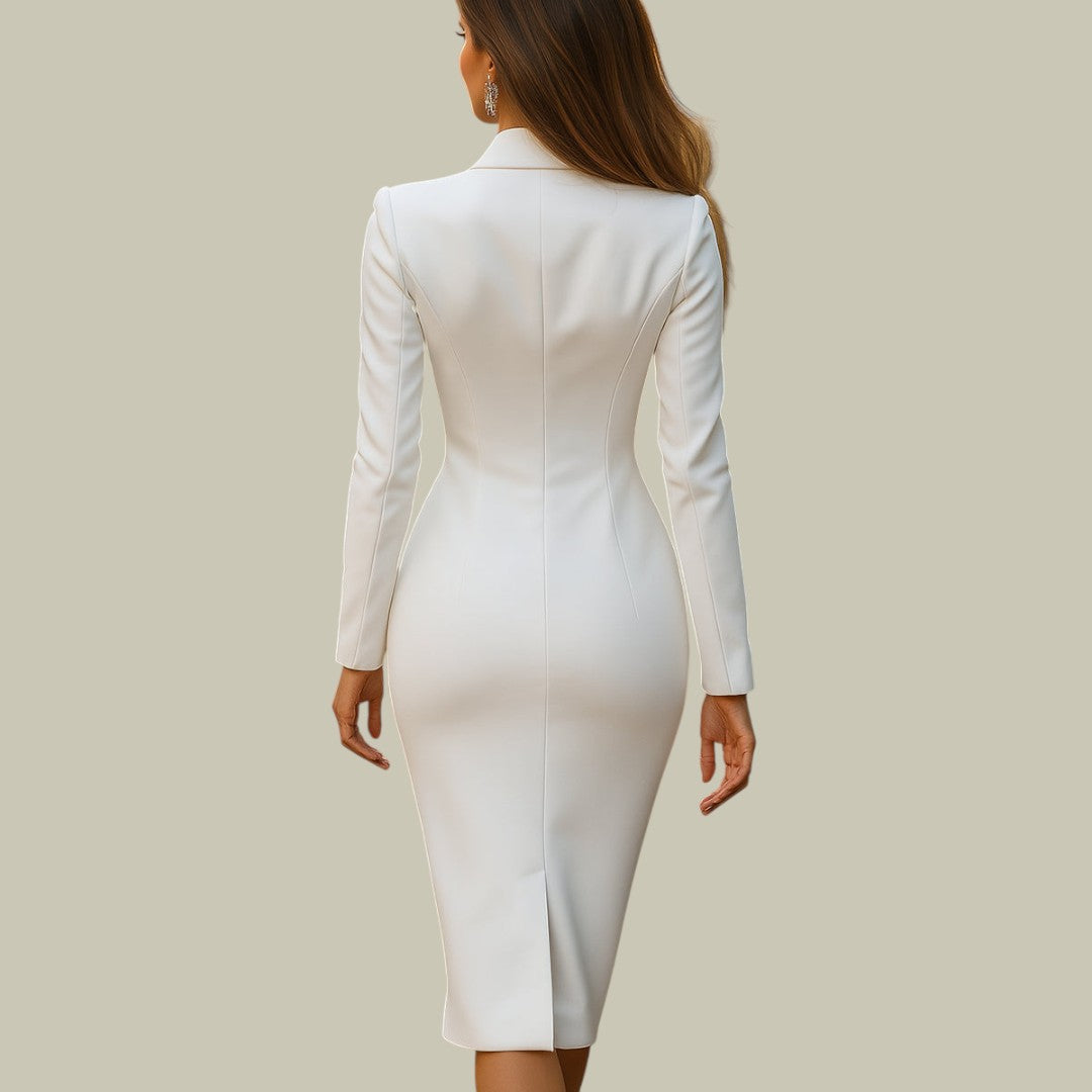 Women's Long Sleeve Dress Lapel Midi | Wrap Front