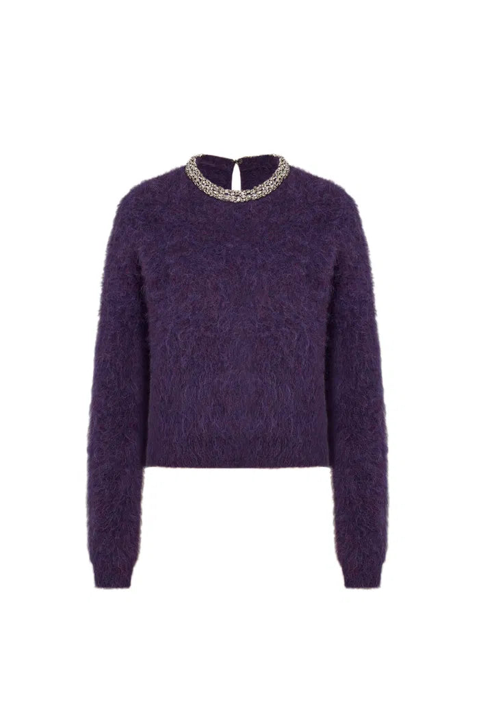 Women's Long Sleeve Knit Purple Jumper | Relaxed